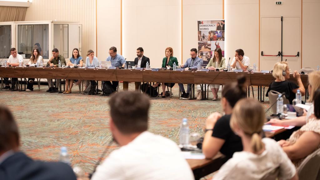 Participants at the round table "Participation and Trust - Trends Among Young People" held in Skopje 