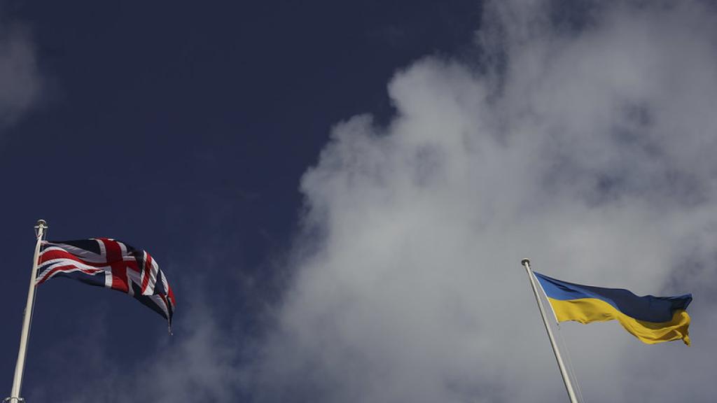 flags of United Kingdom and Ukraine