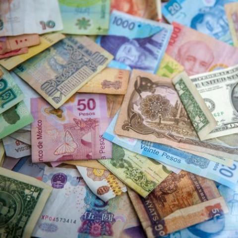 banknotes in various currencies